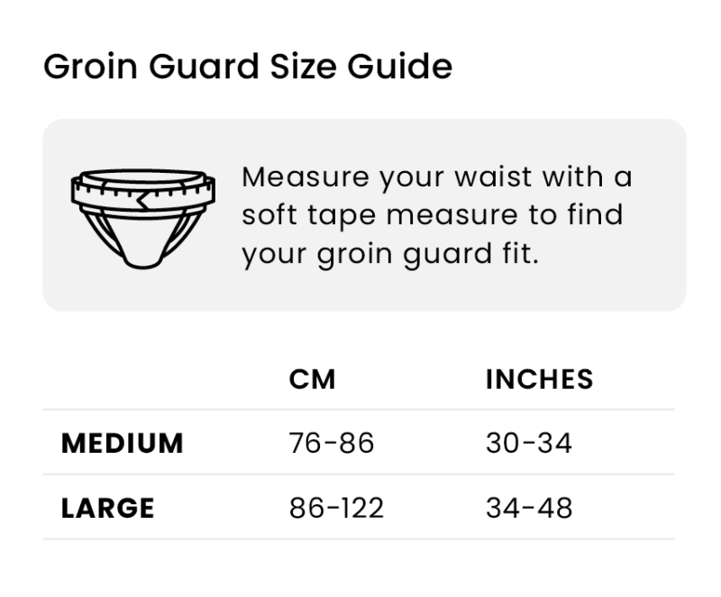 Groin guard size guide