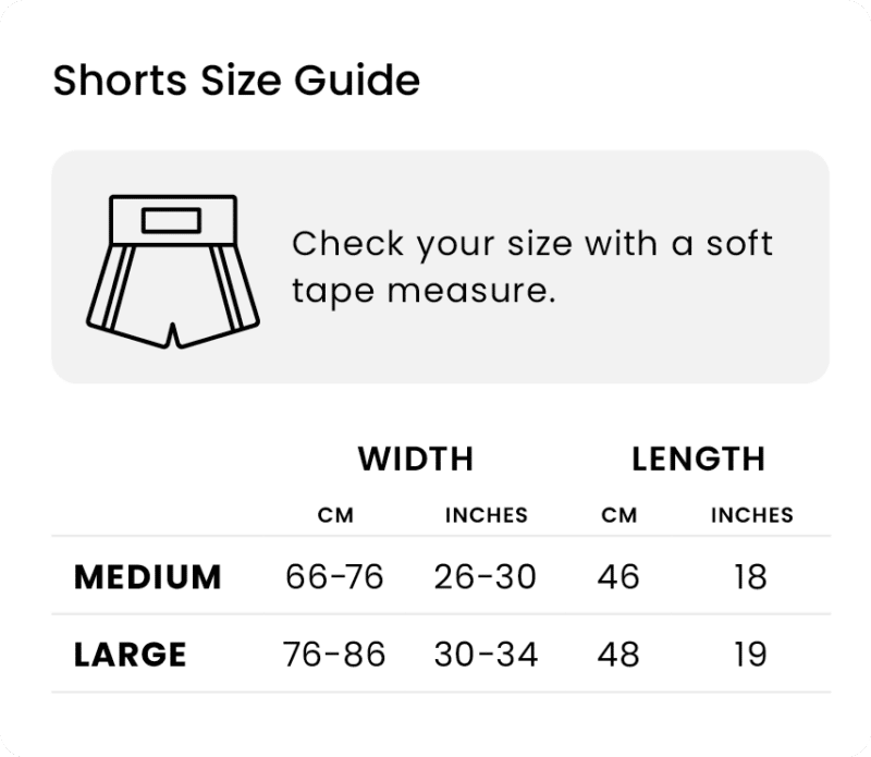 UWCB Boxing Shorts Size Guide